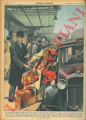 MOLINO W. - - L'on.Pinay aiuta una signora a portare delle valigie fino a un'auto pubblica e non vuole nulla in cambio.