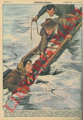 MOLINO W. - - Contadini salvano una donna che, mentre attraversava il lago ghiacciato di Endine, cadeva nelle gelide acque.
