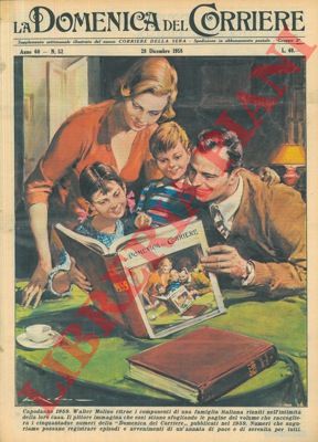 MOLINO W. - - Capodanno 1959. Walter Molino ritrae i componenti di una famiglia italiana riuniti nell'intimit della loro casa.