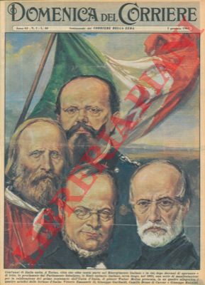 MOLINO W. - - A Torino manifestazioni per la celebrazione del primo centenario dell'Unit d'Italia : Cavour, Garibaldi, Mazzini, Vittorio Emanuele II.