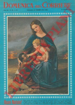 MOLINO W. - - Buon Natale! Allegoria con donna e due bambini, uno bianco e uno nero.