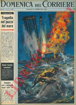 MOLINO W. - - Gas di un pozzo di metano sottomarino divampato improvvisamente investiva le attrezzature di bordo e costringeva i tecnici a sgombrare.