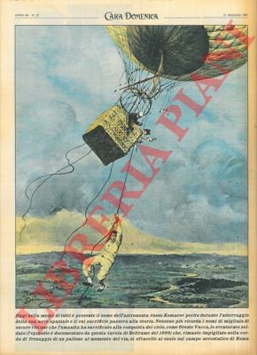 BELTRAME A. - - Ripetizione di una tavola di Beltrame del 1899 di una sfortunata impresa aerostatica, a Roma.