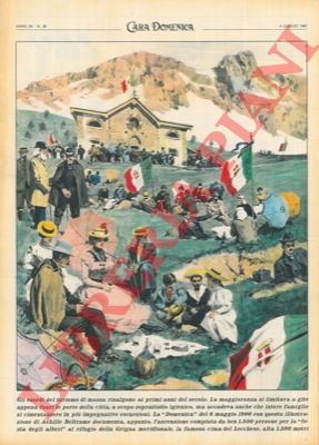 BELTRAME A. - - Ripetizione di una tavola di Beltrame del 1900 : ascensdone alla Grigna di ben 1500 persone.