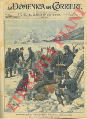 BELTRAME A. - - Bivacco di alpini sulle nevi della Valle d'Aosta.