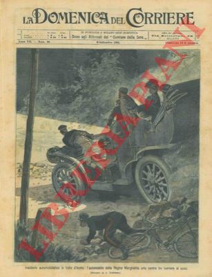 BELTRAME A. - - L'automobile della Regina Margherita urta contro tre barriere di sassi.