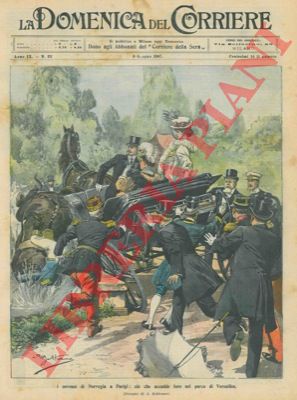 BELTRAME A. - - I sovrani di Norvegia a Parigi, nel parco di Versailles.