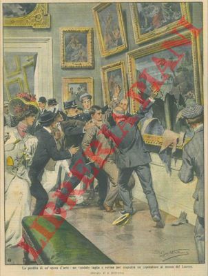 BELTRAME A. - - Un vandalo taglia e rovina un'opera d'arte al Louvre di Prigi.
