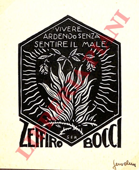 SERVOLINI Luigi - - Ex libris Zeffiro Bocci.