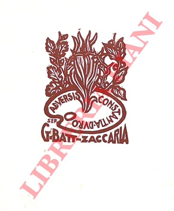 SERVOLINI Luigi - - Ex libris G. Batt. Zaccaria.