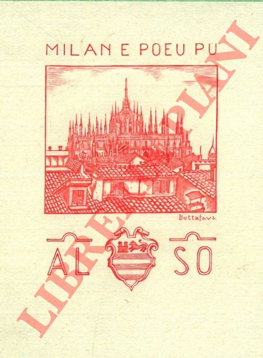 BUTTAVAFA - - Ex libris Al So, con veduta del Duomo di Milano sullo sfondo.