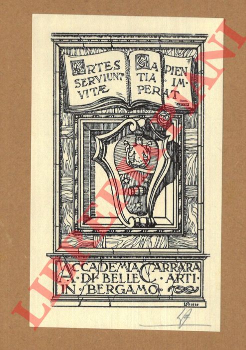 ANGELINI Luigi - - Ex libris Accademia Carrara di Belle Arti in Bergamo.