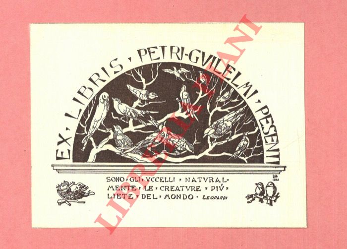 ANGELINI Luigi - - Ex libris Petri Guilelmi Pesenti.
