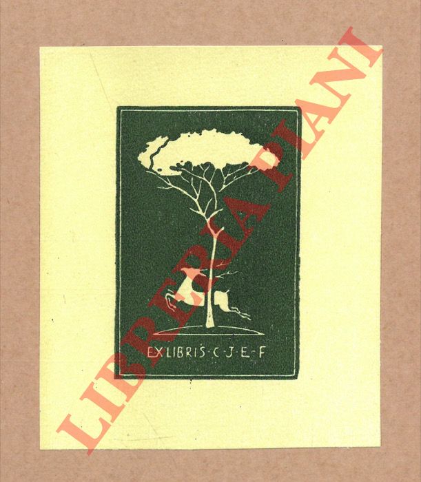 GAMBA Francesco - - Ex libris C.J.E.F.: albero con cervo.