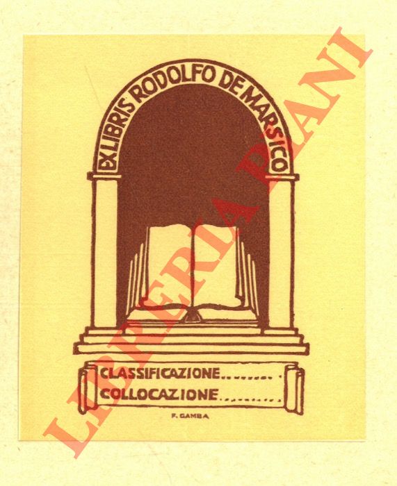 GAMBA Francesco - - Ex libris Rodolfo De Marsico.