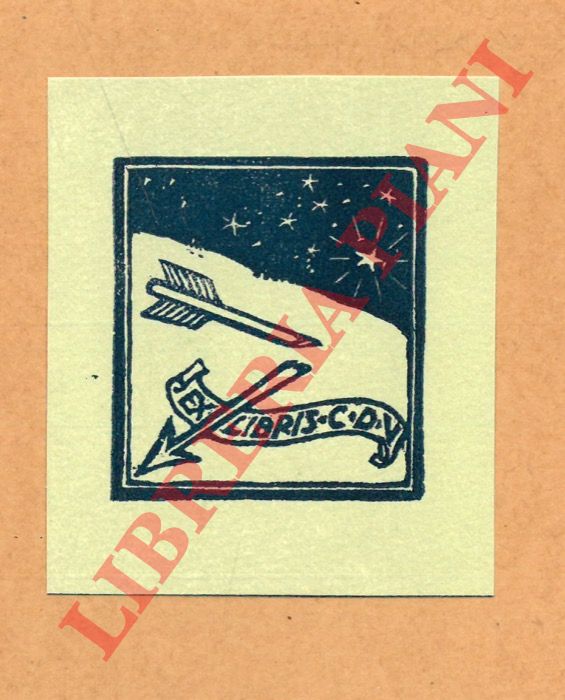 GAMBA Francesco - - Ex libris C.D.V.: una freccia spezzata con cielo stellato.