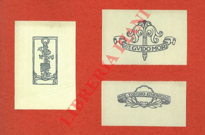 GAMBA Francesco - - Tre ex libris diversi. Dott. Guido Mori; Dott. Tonino Simoncini; E.S.