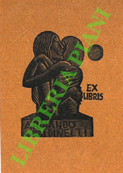 BALDINELLI Armando - - Ex libris Armando Baldinelli. (Due busti che si abbracciano).