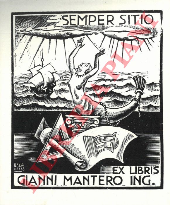 BALDINELLI Armando - - Ex libris Gianni Mantero Ing. Semper sitio.