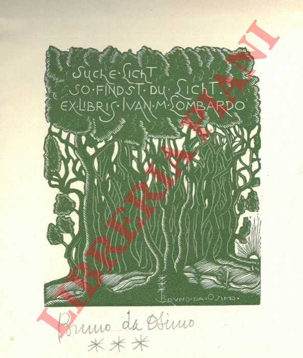 DA OSIMO Bruno - - Exlibris Ivan M. Lombardo. Suche Licht so findst du Licht