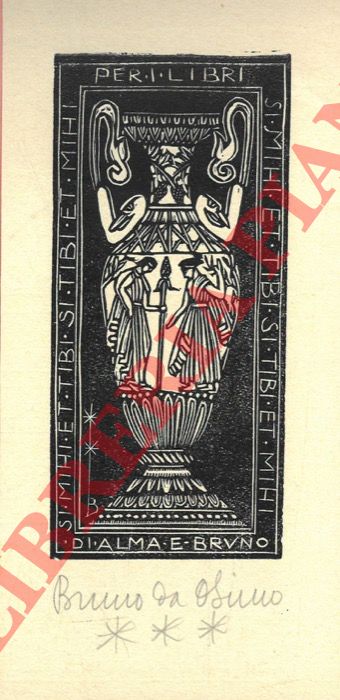 DA OSIMO Bruno - - Exlibris Bruno da Osimo. Per i libri di Alma e Bruno.