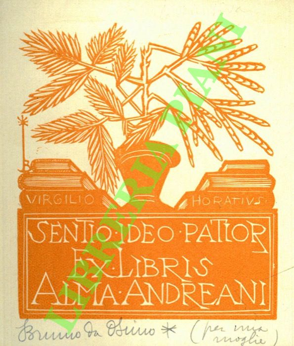 DA OSIMO Bruno - - Exlibris Alma Andreani. Sentio ideo partior.