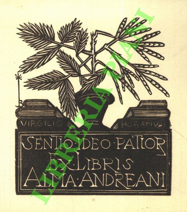 DA OSIMO Bruno - - Exlibris Alma Andreani. Sentio ideo partior.