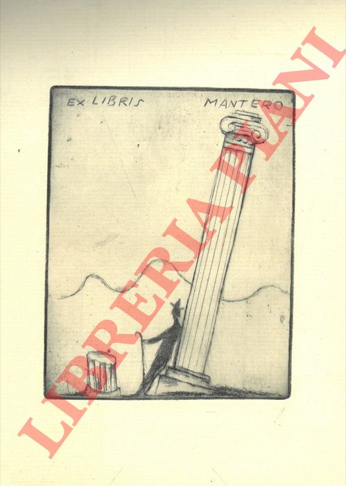 FINGESTEN Michele - - Ex libris Mantero. (Uomo appoggiato a colonna).
