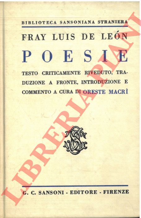 Luis de Len F. - - Poesie, tr. a fronte a c. di O.Macr