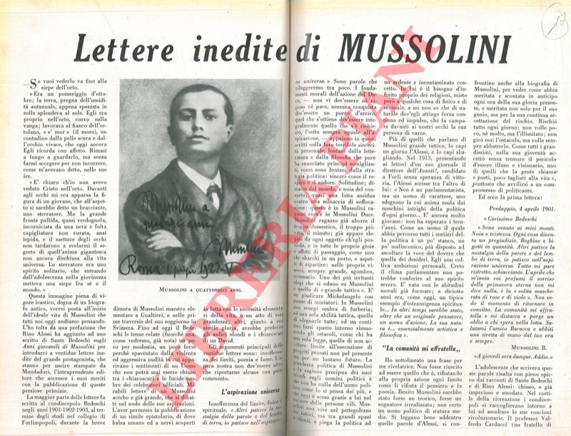 PIOVENE Guido - - Lettere inedite di Mussolini.