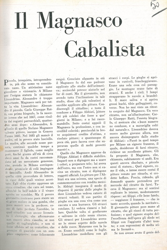 CARRIERI Raffaele - - Il Magnasco cabalista.