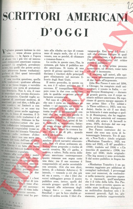 GADDA CONTI PIero - - Scrittori americani d'oggi.
