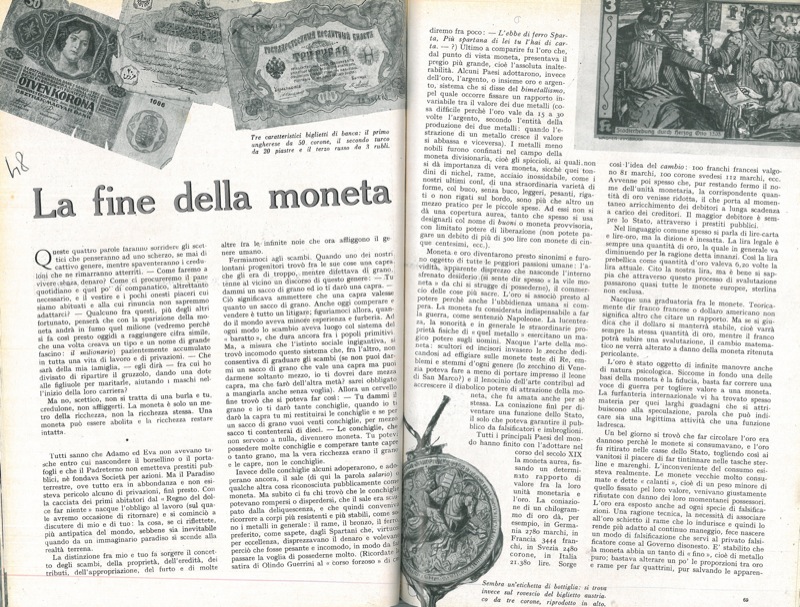 TAJANI Filippo - - La fine della moneta.