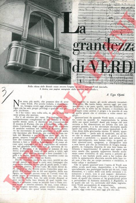 PIZZETTI Ildebrando - - La grandezza di Verdi.