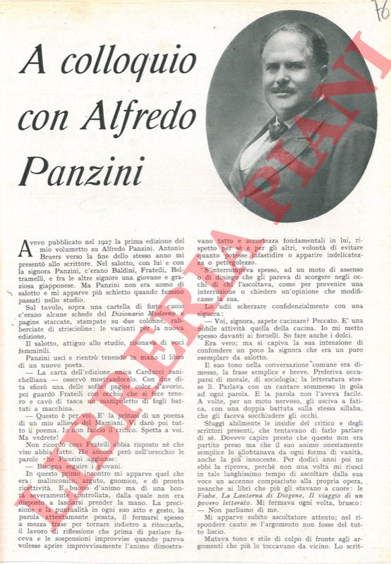 MORMINO Giuseppe - - A colloquio con Ajfredo Panzini.