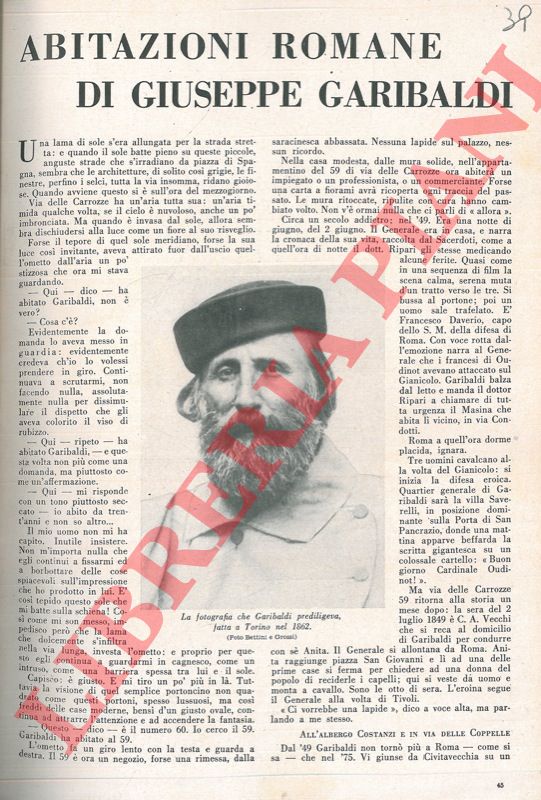 CERONI Guglielmo - - Abitazioni romane di Giuseppe Garibaldi.