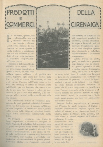 TEGANI Ulderico - - Prodotti e commerci della Cirenaica.