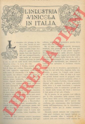 DALMASSO Giovanni - - L'industria vinicola in Italia.