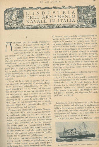 CASTAGNA Ugo M. - - L'industria dell'armamento navale in Italia.