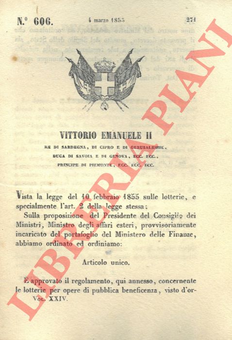 Manifesto - con il quale si rendono note le Sovrane determinazioni in ordine alla rassegna cui debbono presentarsi al principio d'ogni anno scolastico gli studenti della Regia Universit di Torino.