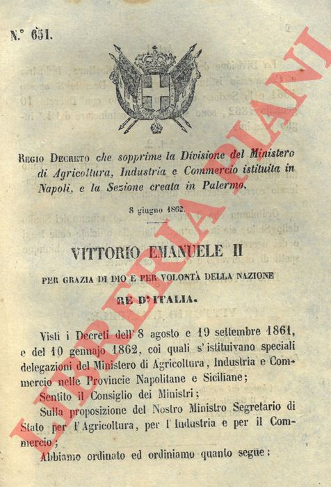 Regie Patenti - con cui si stabiliscono il grado, le divise e gli stipendi dei membri del Magistrato di Cassazione.