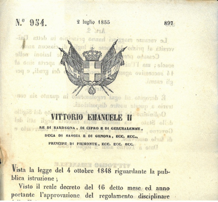 Regio Decreto - con cui st stabilisce la pubblicazione in Sardegna del regolamento approvato con petenti del 10 Seettembre 1836.