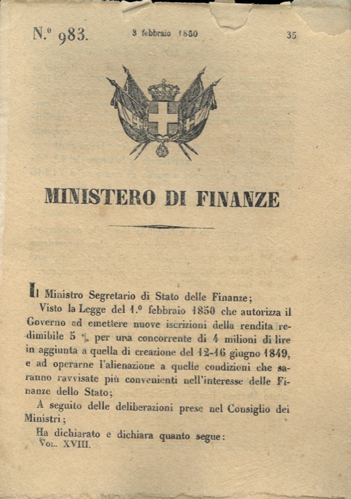 Regio Decreto - con cui si erogano le disposizioni relative alle rendite redimibili.