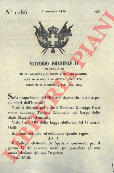 Regio Decreto - che separa i prodotti di natura demaniale dall'ufficio d'insinuazione di Cagliari.