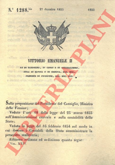 - - Tabella delle Malleverie da prestarsi dai Tesorieri Provinciali.