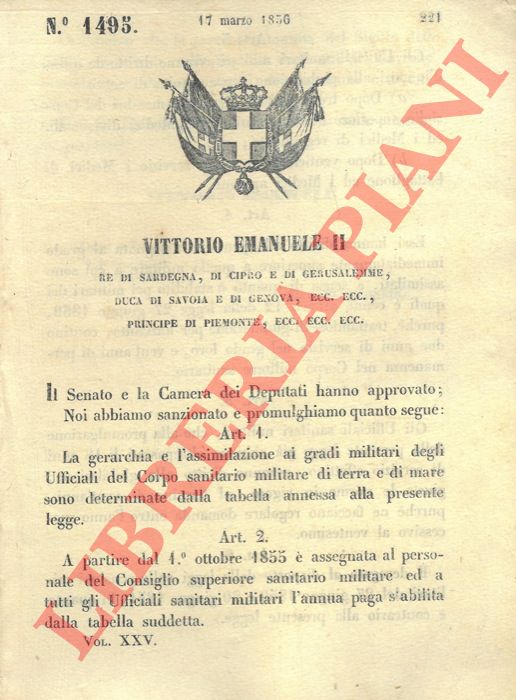 Regio Decreto - con cui si determina la gerarchia degli ufficiali del Corpo sanitario militare di terra e di mare.