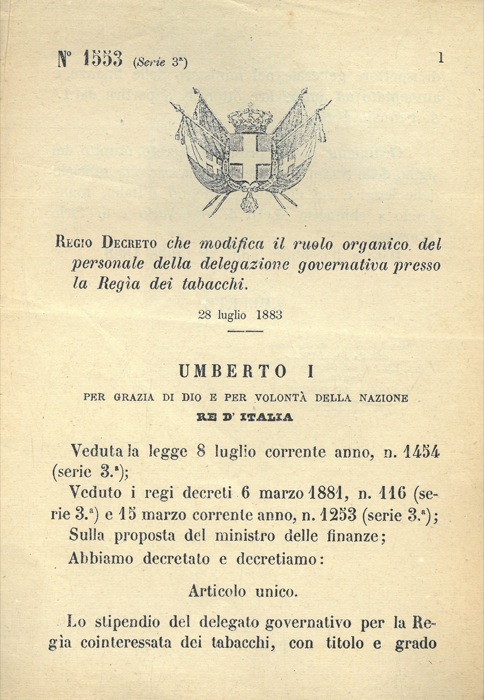 Regio Decreto - che modifica il ruolo organico del personale dela delegazione governativa presso la Reg