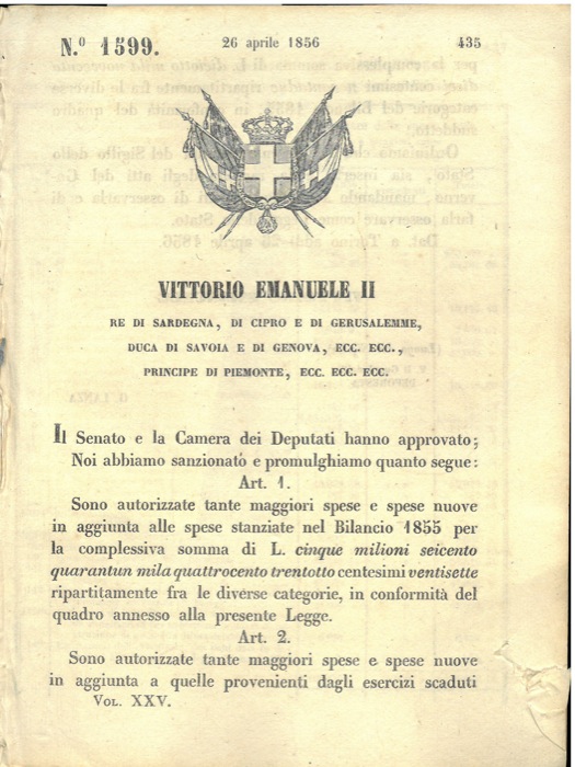 Regio Decreto - con cui si autorizzano spese maggiori in aggiunta a quelle provenienti dagli esercizi scaduti.