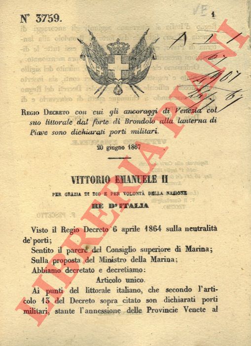 Legge - che accorda ai magistrati inamovibili dispensati dal servizio per l'art. 202 della legge 6 dicembre 1865, n. 2626, il diritto, a loro scelta, a pensione od all'indennit dovuta per legge.