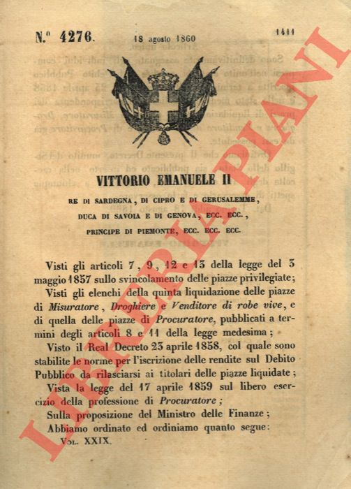 Regio Decreto - relativo agli elenchi ..  di Misuratore, Droghiere e Venditore di robe vive.